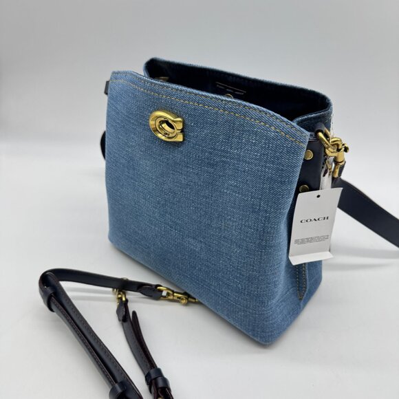 COACH Willow denim small bucket shoulder crossbody bag - BLUE - Picture 11 of 14